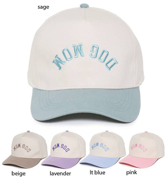 DOG MOM Upside Down embroidery in Two Tone Baseball Cap