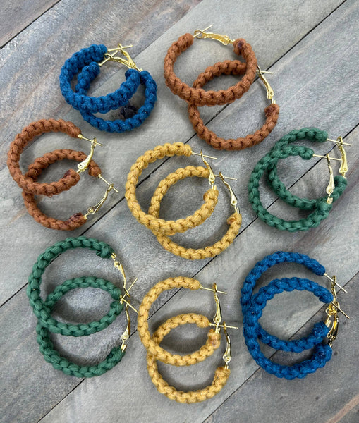 HK Macrame Jewelry - Knotted Hoops - Cinnamon