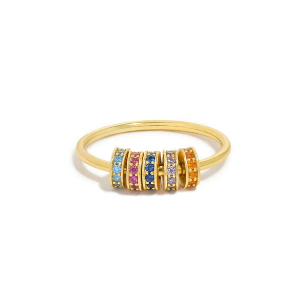 Perimade & Co. LLC - Rainbow Bead Fidget Spinner Ring in 925 Sterling Silver