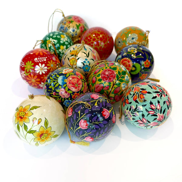 Ornaments 4 Orphans - Floral Ball Paper Mache Ornament Bundle 12pk