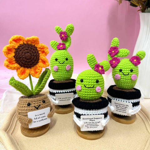 Handmade Crochet Cactus/Sunflower Plants, Emotional Plant