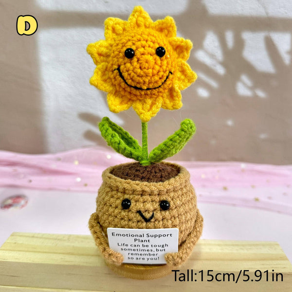 TOMOPOD LLC -  Crochet Flowers in Pot, Sunflower, Cute Daisy Support Gift
