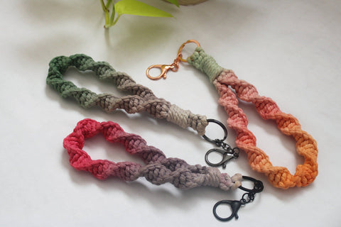 Handmade By Uruba - Handmade ombre dip dyed Macrame Wristlet Keychain