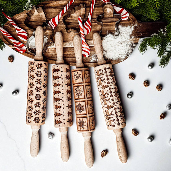Gia Roma - Christmas Baking Gift Set Wooden Rolling Pins Holiday Cookie