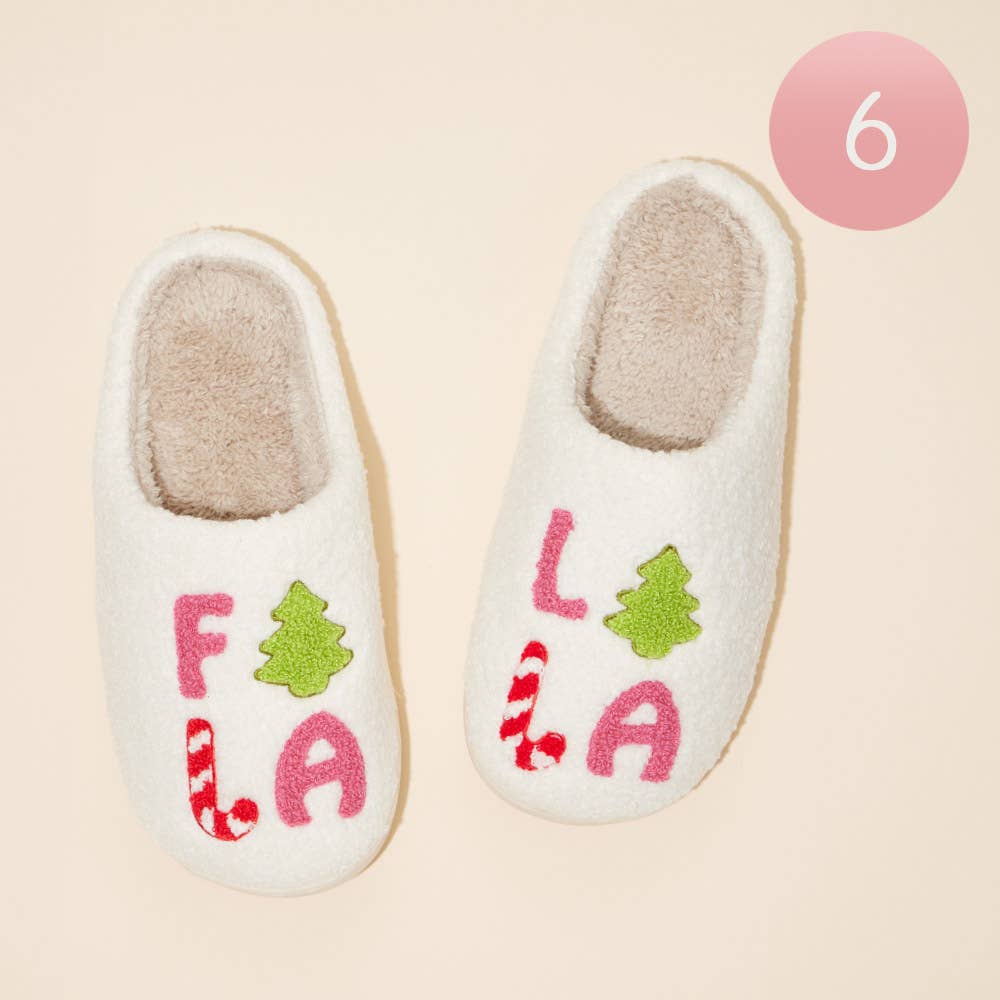Wona Trading, Inc. - 6Pairs - FALALALA Tree Christmas Tree Home Slippers