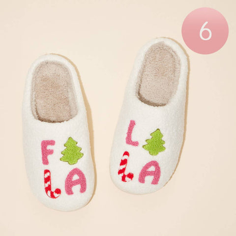 Wona Trading, Inc. - 6Pairs - FALALALA Tree Christmas Tree Home Slippers