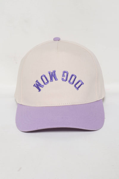 DOG MOM Upside Down embroidery in Two Tone Baseball Cap