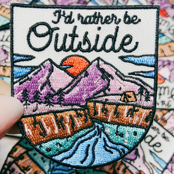 TEELUX - 2.5" I'd Rather be OUTSIDE - Embroidered Hat Patch