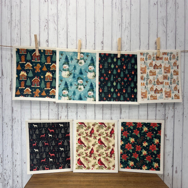 Driftless Studios - Christmas Trees & Ornaments Dishcloths - Holiday Decorations