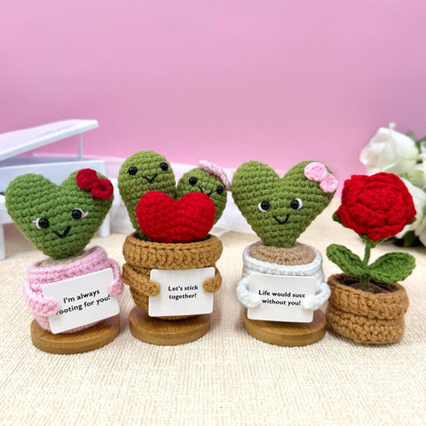 TOMOPOD LLC - Crochet Valentines Flower/Cactus Plant/ Rose/Succulent