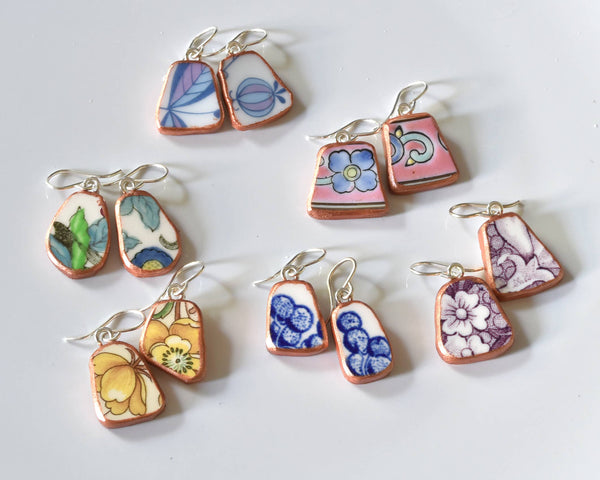 The Broken Plate Pendant Co - Broken Plate Dangle Earring  - Shard Shape