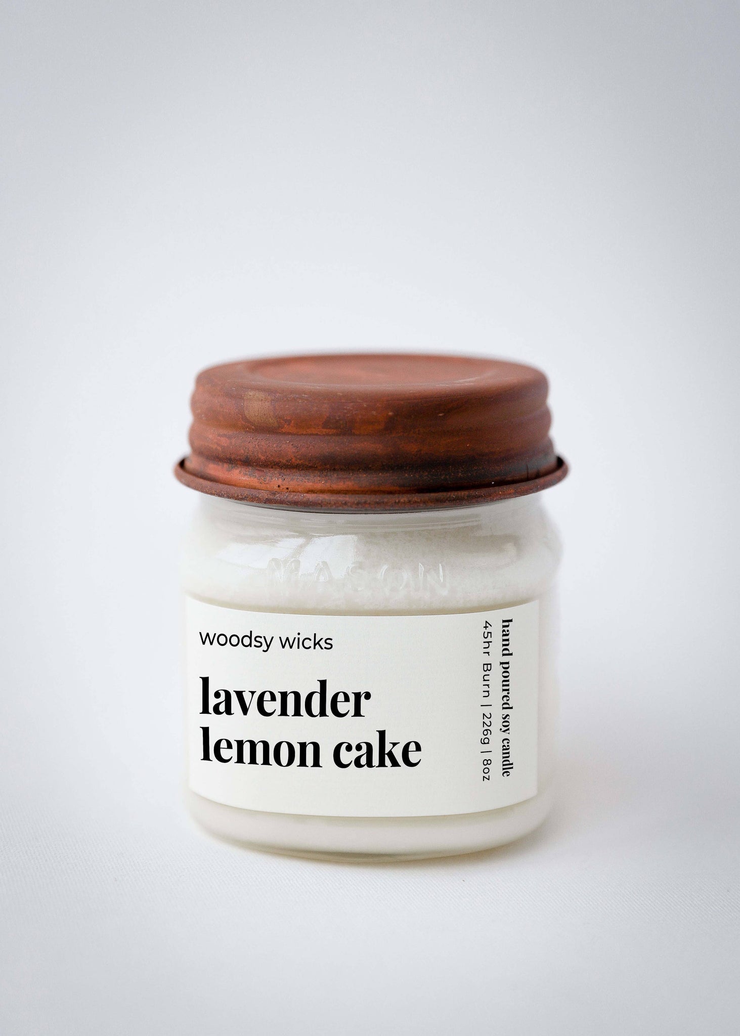 Woodsy Wicks - Lavender Lemon Cake Soy Wax Farmhouse Candle Wood Wick: 8oz