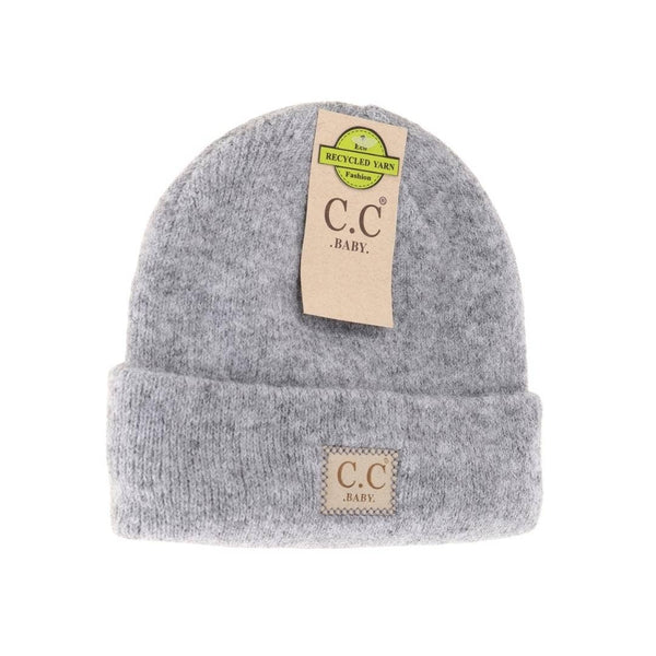 C.C Beanie - Soft Ribbed Leather Patch C.C. Newborn Knit Hat