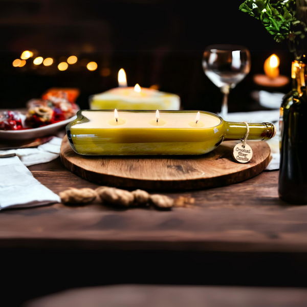 Crooked River Candle - Christmas Cabin | Holiday Wine Bottle Candle | 3 Cotton Wick