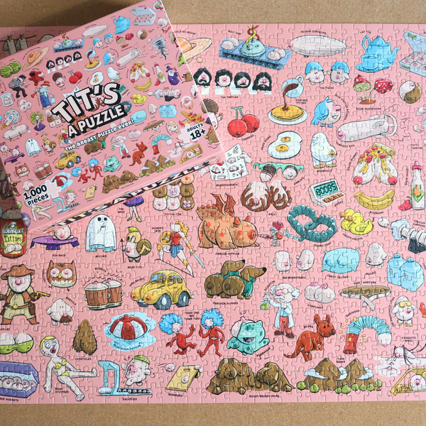 Sleazy Greetings - Tit's A Puzzle - Funny Boob Themed 1000 Piece Jigsaw Puzzle