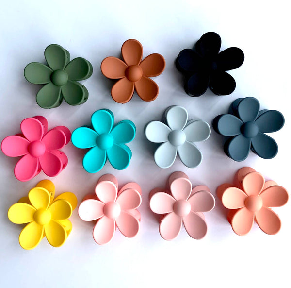 iconic mi - Daisy Flower Matt Hair Accessory Claw Clip 3": Raspberry