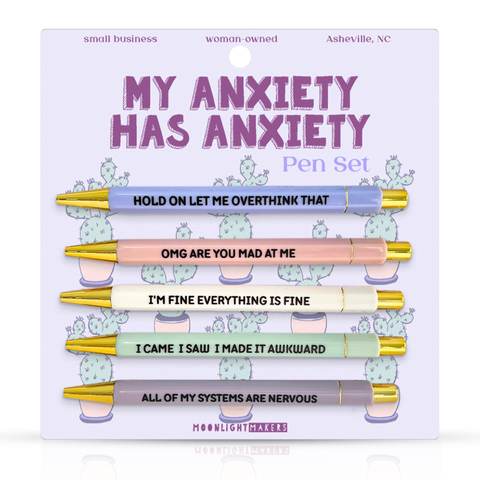Moonlight Makers - My Anxiety Has Anxiety - Funny Pen Set - Gift, Birthday