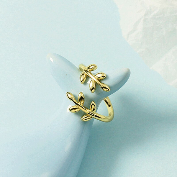 Perimade & Co. LLC - Olive Tree Branch Stacking Bypass Ring in Solid Copper