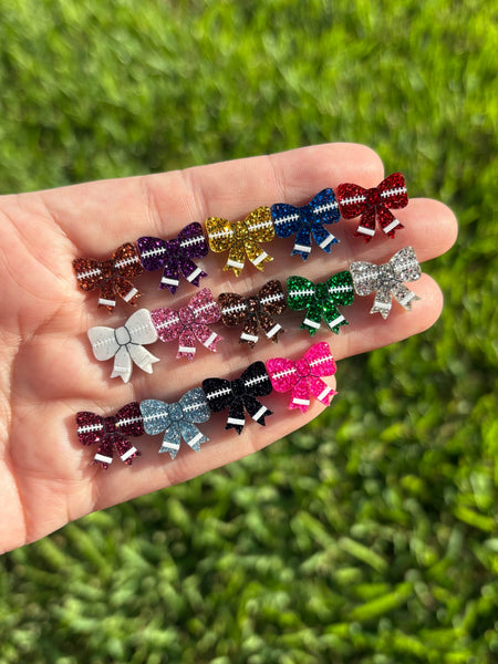 Laser & Color Designs LLC - Football Earrings, Football Bow Glitter Studs, Game Day 
