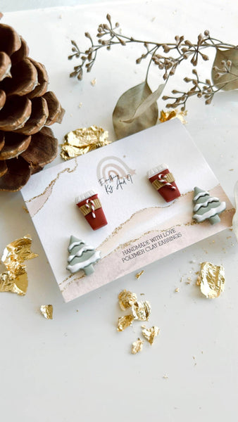 Everything Ky and I - Holly Jolly Coffee and Snowy Tree Stud Set