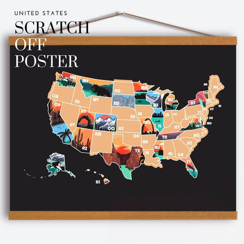 Track Your Adventures - 50 States Scratch Off Map with Colorful Graphics