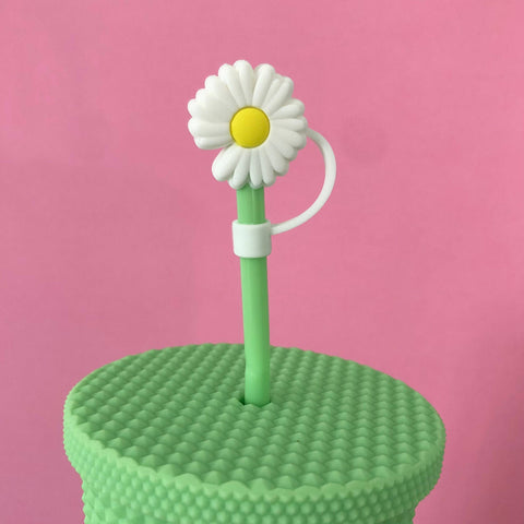 iconic mi - Straw Cover Daisy Flower: White