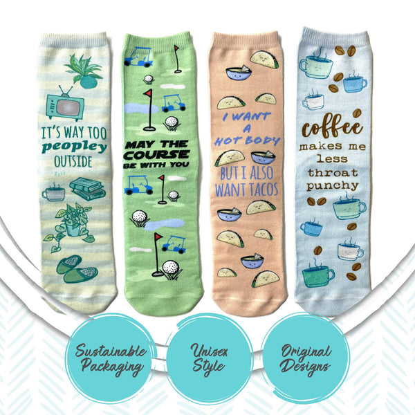 Moonlight Makers - It's Way Too Peopley Outside - Funny Socks - CLOSEOUT SALE