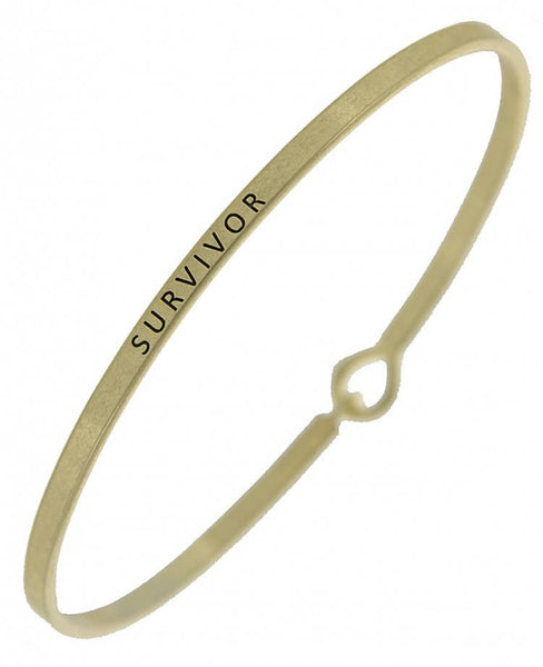 0011 PREMIERE - FR4577 SURVIVOR_3mm Inspired Message Brass Bangle