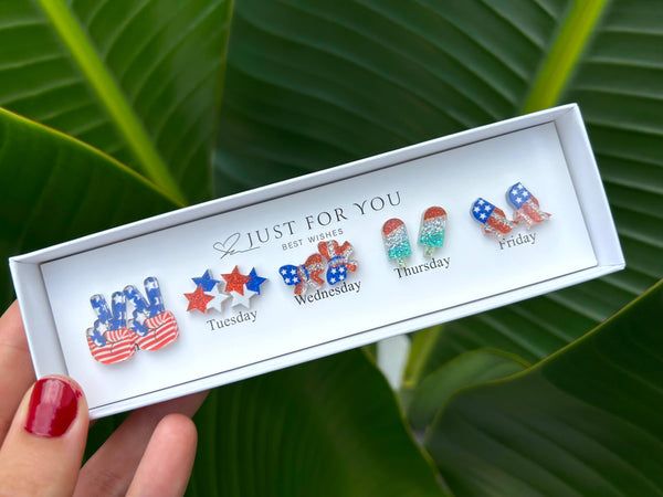 Kate Tuesday Jewelry - ❤️Patriotic Red, White and Blue Stud Earring Boxes