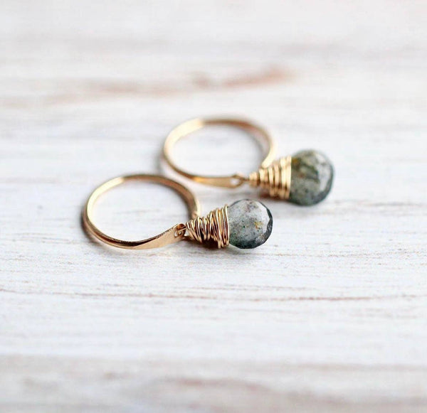 Saressa Designs - Moss Aquamarine Dangle Hugs