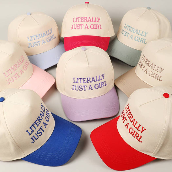 Fashion City - Literally Just A Girl Embroidery Two Tone Trucker Hat
