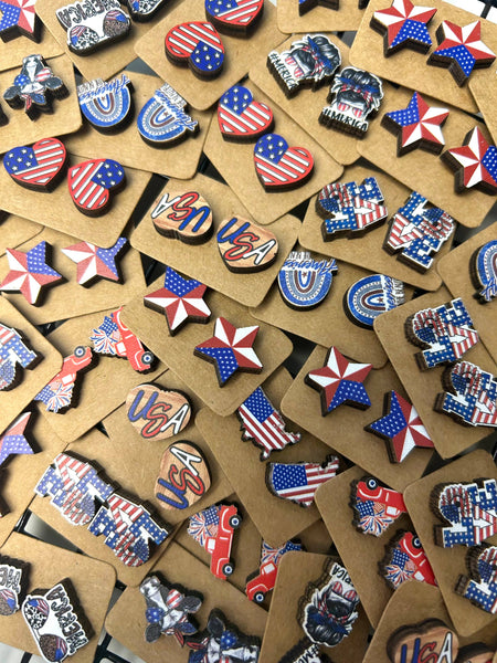 Kate Tuesday Jewelry - ❤️💙🤍 Red, White + Blue Patriotic Stud Earrings