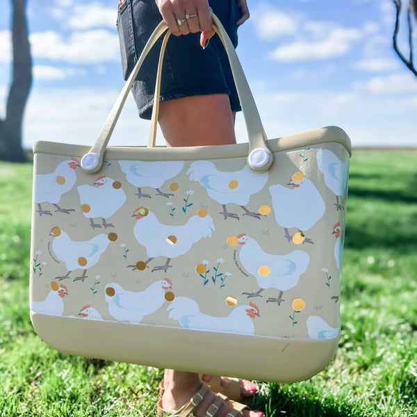 American Farm Company - Spring Chicken Beach Rubber Durable Tote Bag