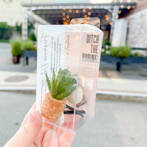 Vroom Blooms - Short Aloe Vera Plant Vent Clip Car Air Freshener (Reusable)