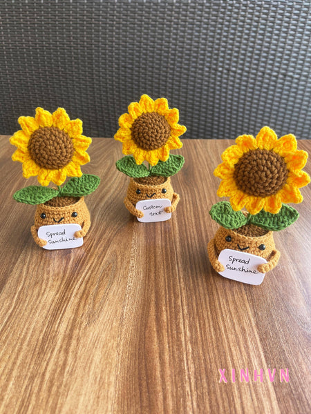 Cute Emotional Support Sunflower, Crochet Sunflower Gift