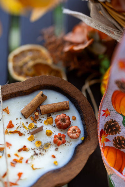 MySunshineCandless - Wooden Pumpkin dough bowl Thanksgiving Candles | Autumn decorations | fall decor | Thanksgiving candle | pumpkin gift candle
