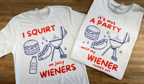 COUPLES WIENER 4TH OF JULY TEES