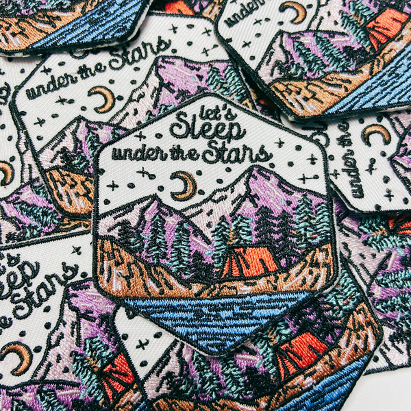 TEELUX - 2.25" Let's Sleep Under The Stars - Embroidered Hat Patch