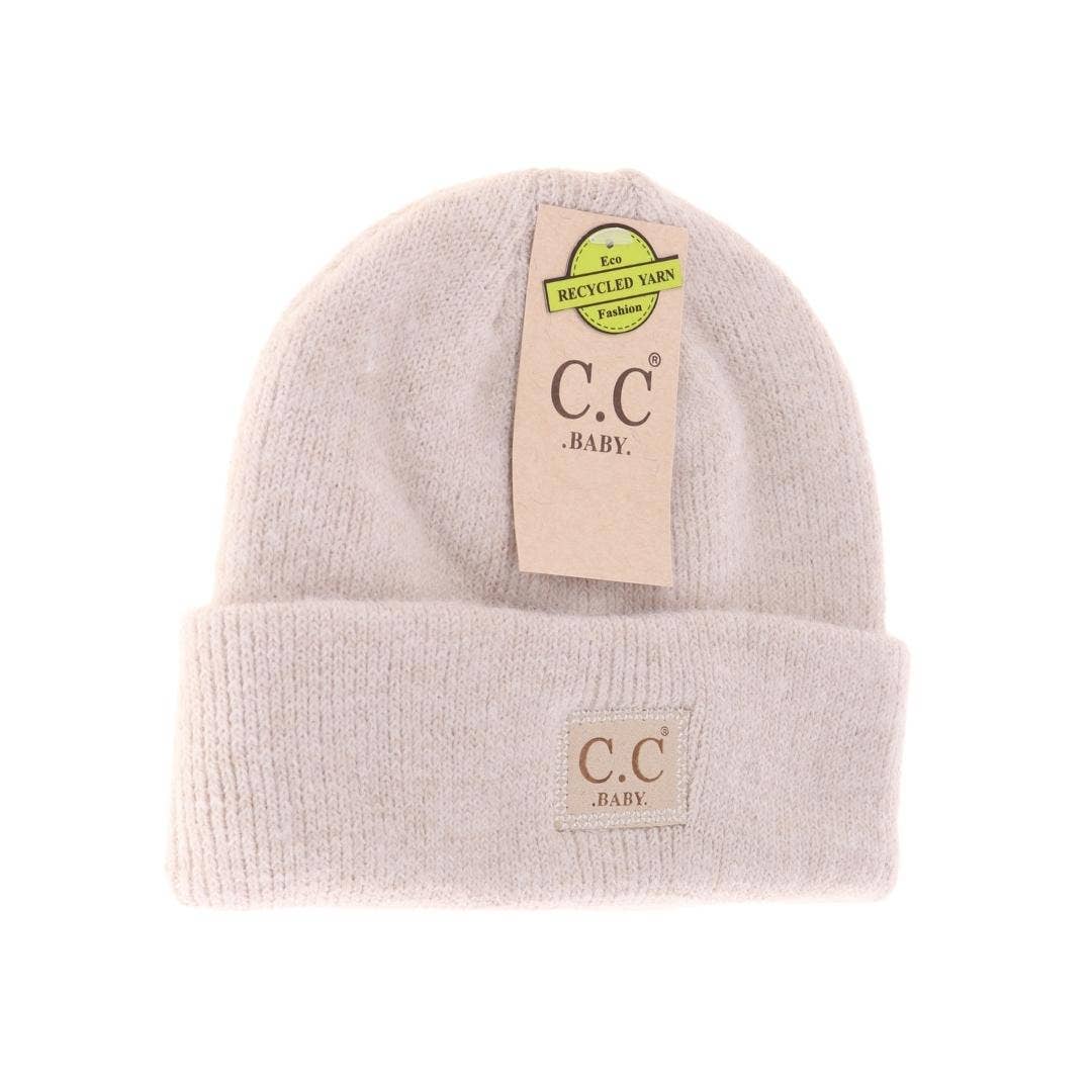 C.C Beanie - Soft Ribbed Leather Patch C.C. Newborn Knit Hat