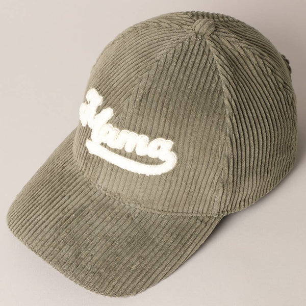MAMA 3D Embroidered Fuzzy Patch Corduroy Cap