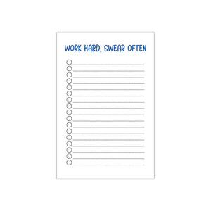 Peace, Love and Sarcasm - "Work Hard, Swear Often" Notepad