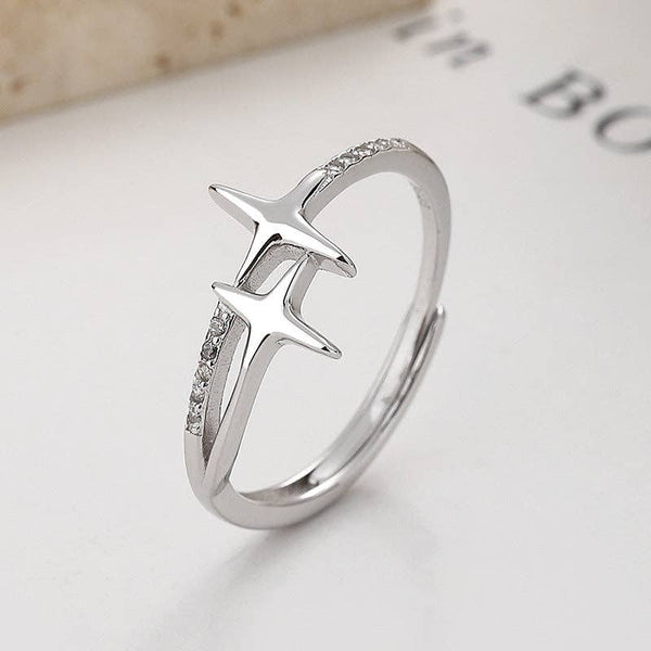 Perimade & Co. LLC - Dainty Star Stacking Band Ring in 925 Sterling Silver