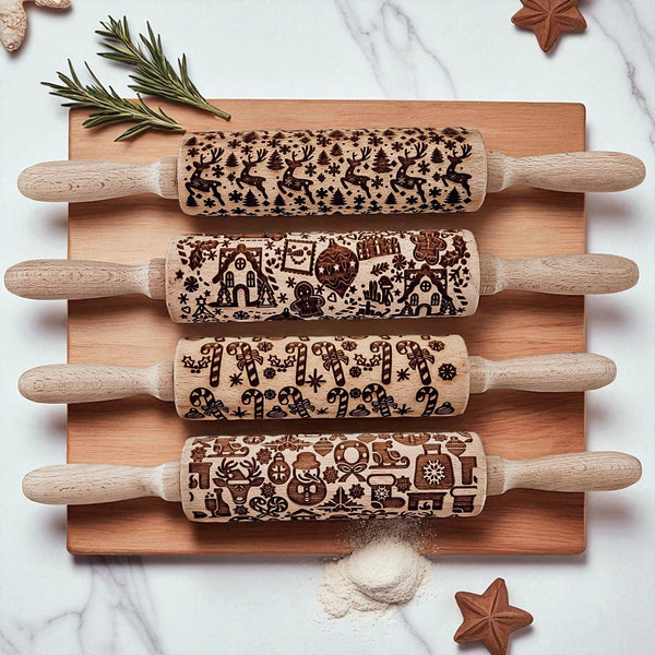 Gia Roma - Christmas Baking Gift Set Wooden Rolling Pins Holiday Cookie