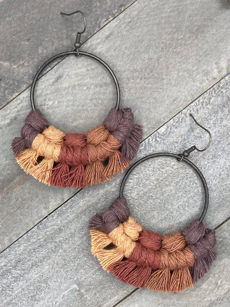 HK Macrame Jewelry - Large Multicolored Fringe - Fall Mix 1