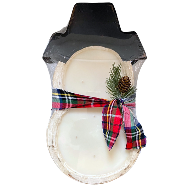 Crooked River Candle - Snowman Shaped Wood Bowl | Holiday Candle | Choice of Scent