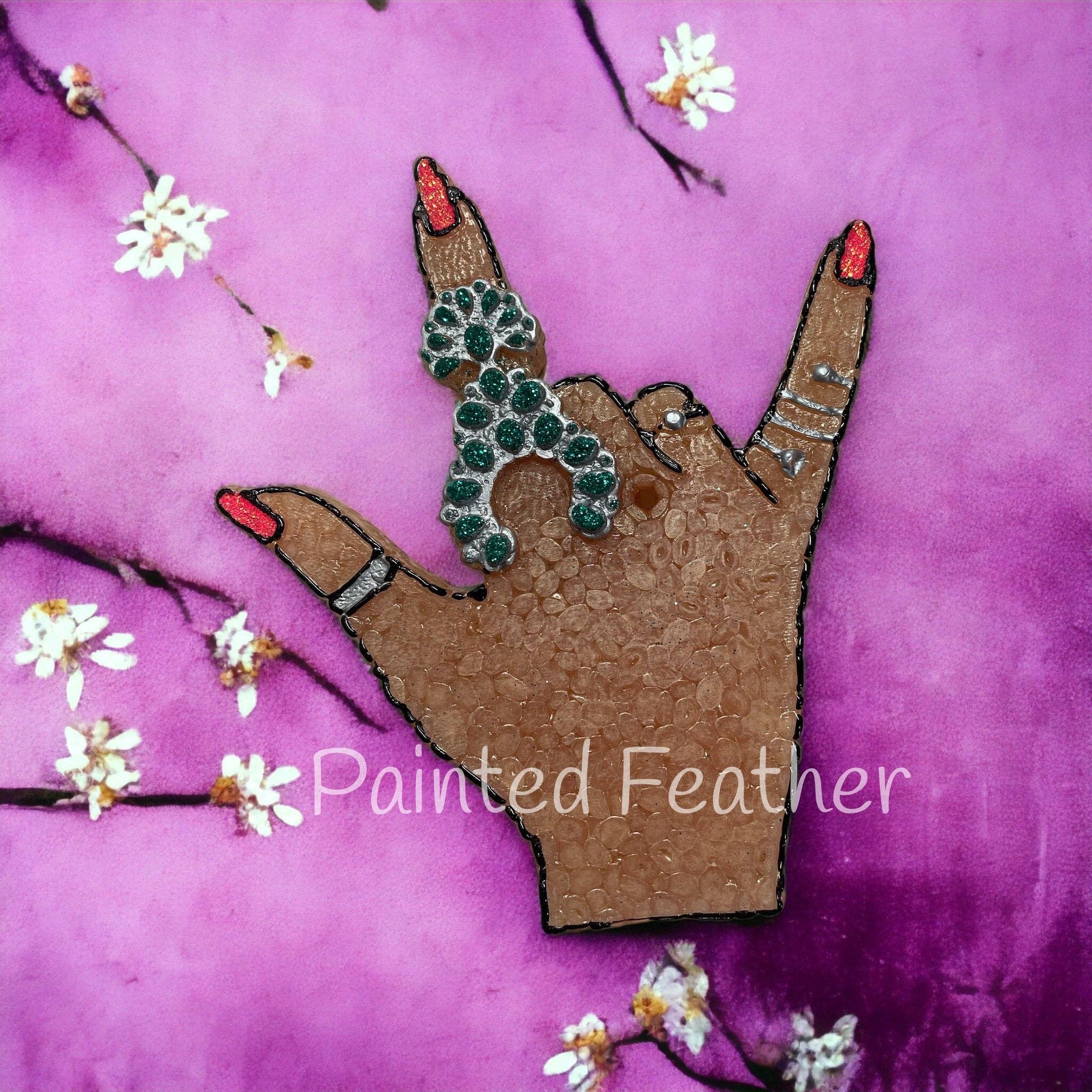 Painted Feather Scents - Hand with squash blossom ring