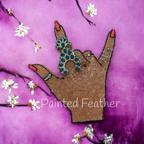 Painted Feather Scents - Hand with squash blossom ring