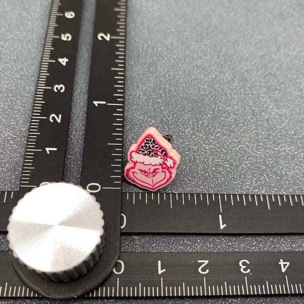 Mio Queena - Christmas Jewelry Acrylic Pink Grinch Ear Studs