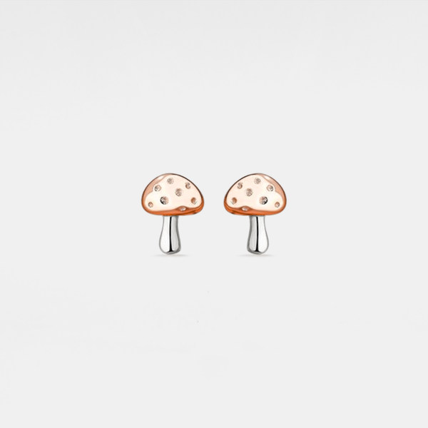 Perimade & Co. LLC - Dainty Cute Mushroom Stud Earrings in 925 Sterling Silver