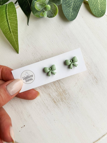 Mellow Dove Designs - Bow Studs | Blush, Sage, Vanilla | Trendy Clay Earrings